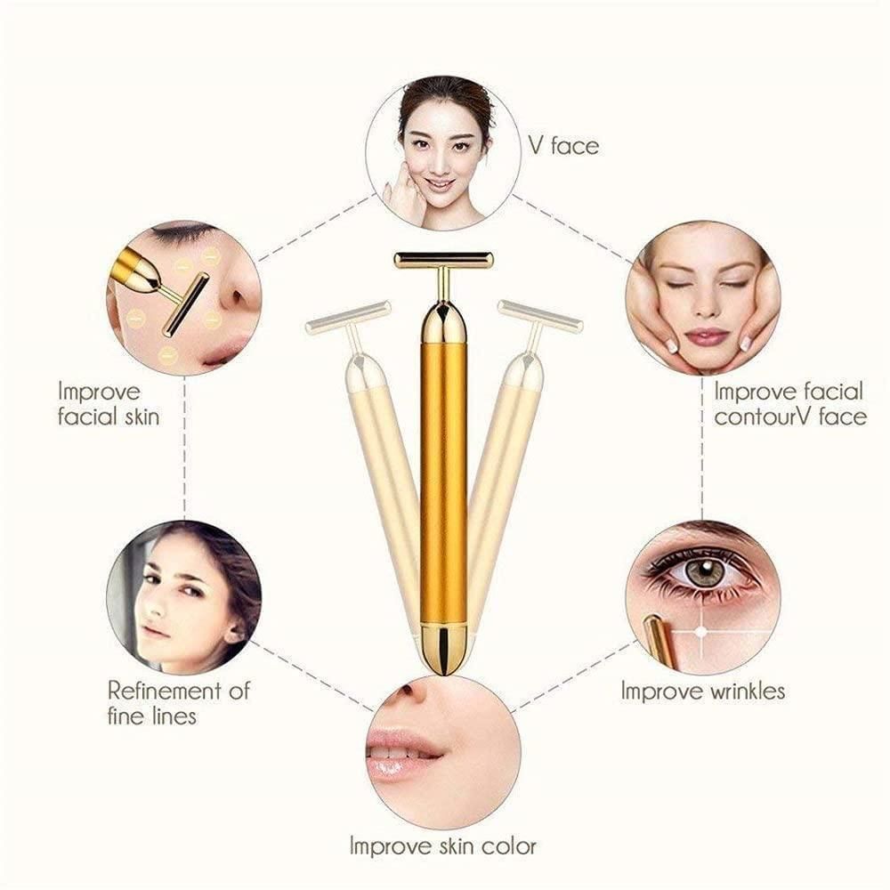 Premium 24K Gold Energy Beauty Bar Electric Facial Massage Roller