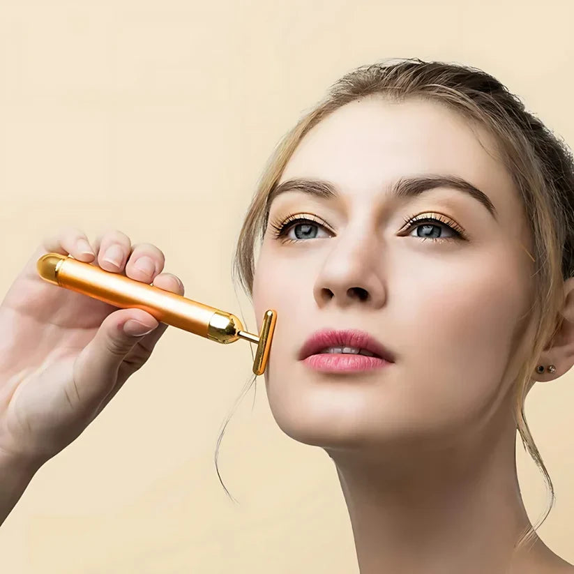Premium 24K Gold Energy Beauty Bar Electric Facial Massage Roller