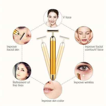 Premium 24K Gold Energy Beauty Bar Electric Facial Massage Roller